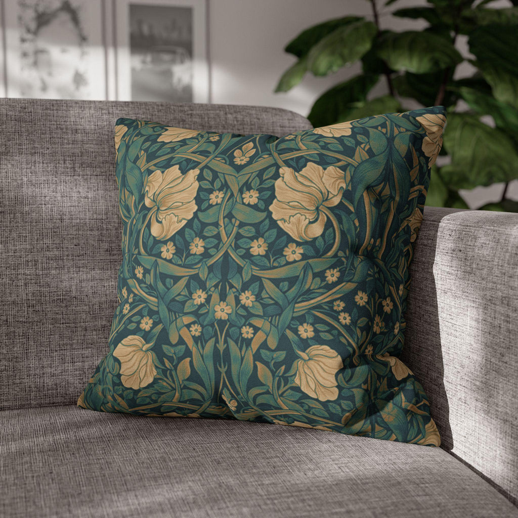 William Morris Midnight-Teal Champagne Pillow Cover: Vintage Pimpernel Reconstructed