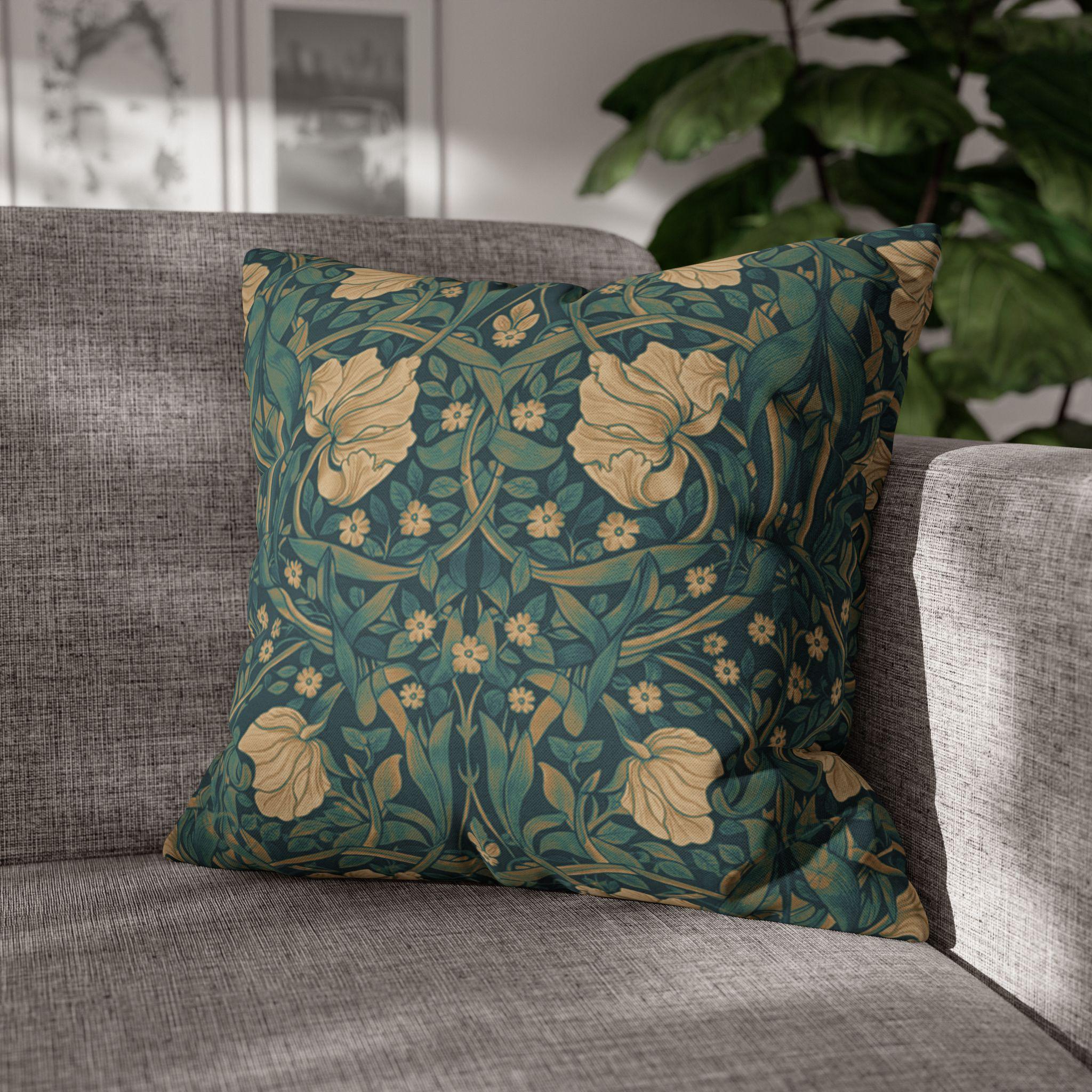 William Morris Midnight-Teal Champagne Pillow Cover: Vintage Pimpernel Reconstructed