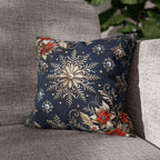 Snowflake Holiday Pillowcase, Silver, Gold  & Blue Christmas Decorative Throw Cushion Cover
