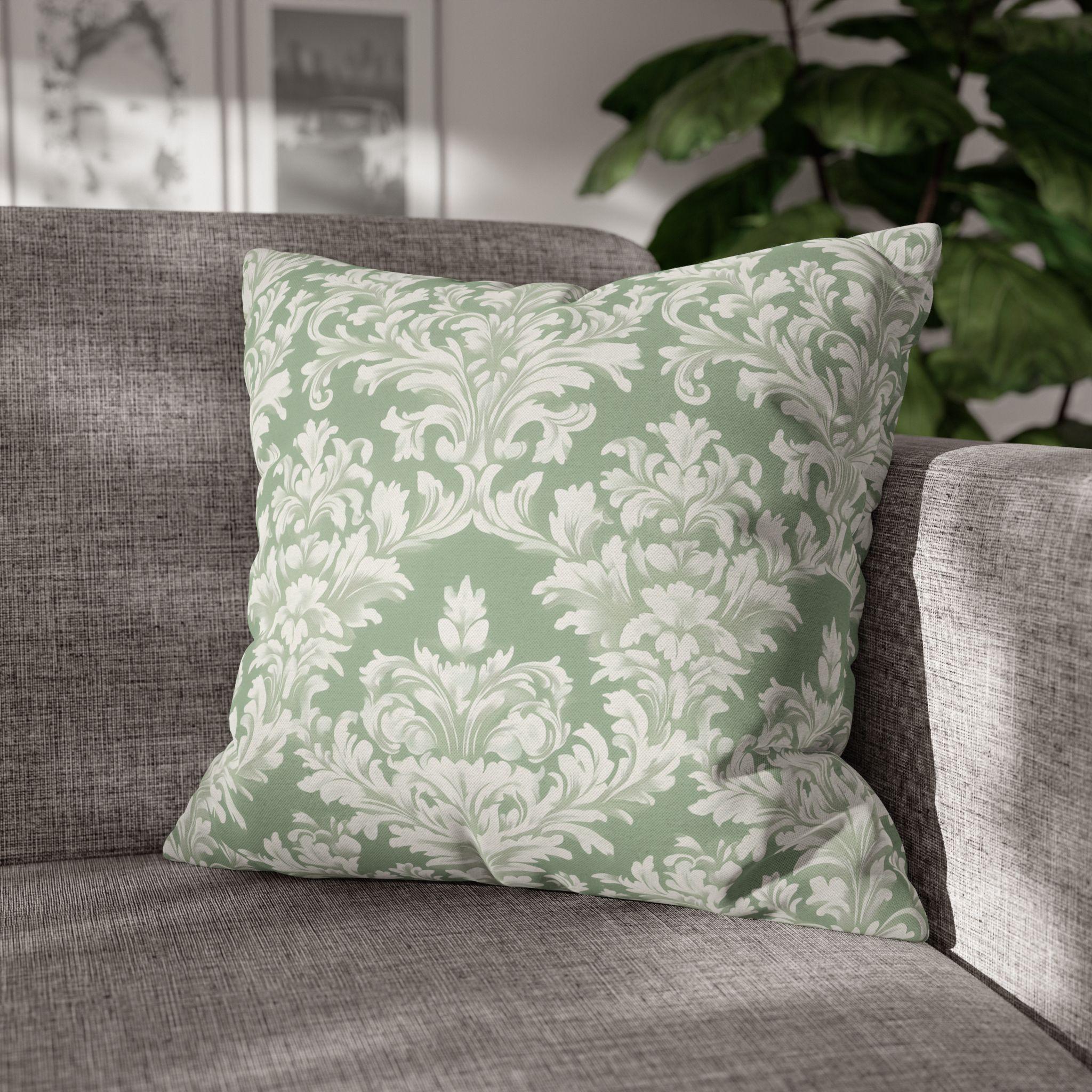 Damask Muted Green Pillow Cover, Elegant Square Cushion Cover