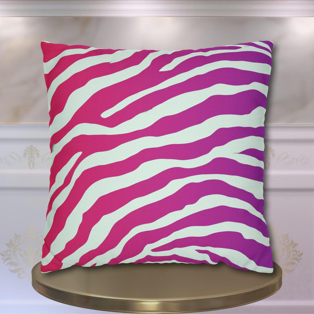 Magenta Zebra Stripe Pillow Cover: Bold Pop Art Accent for Vibrant Safari-Inspired Decor