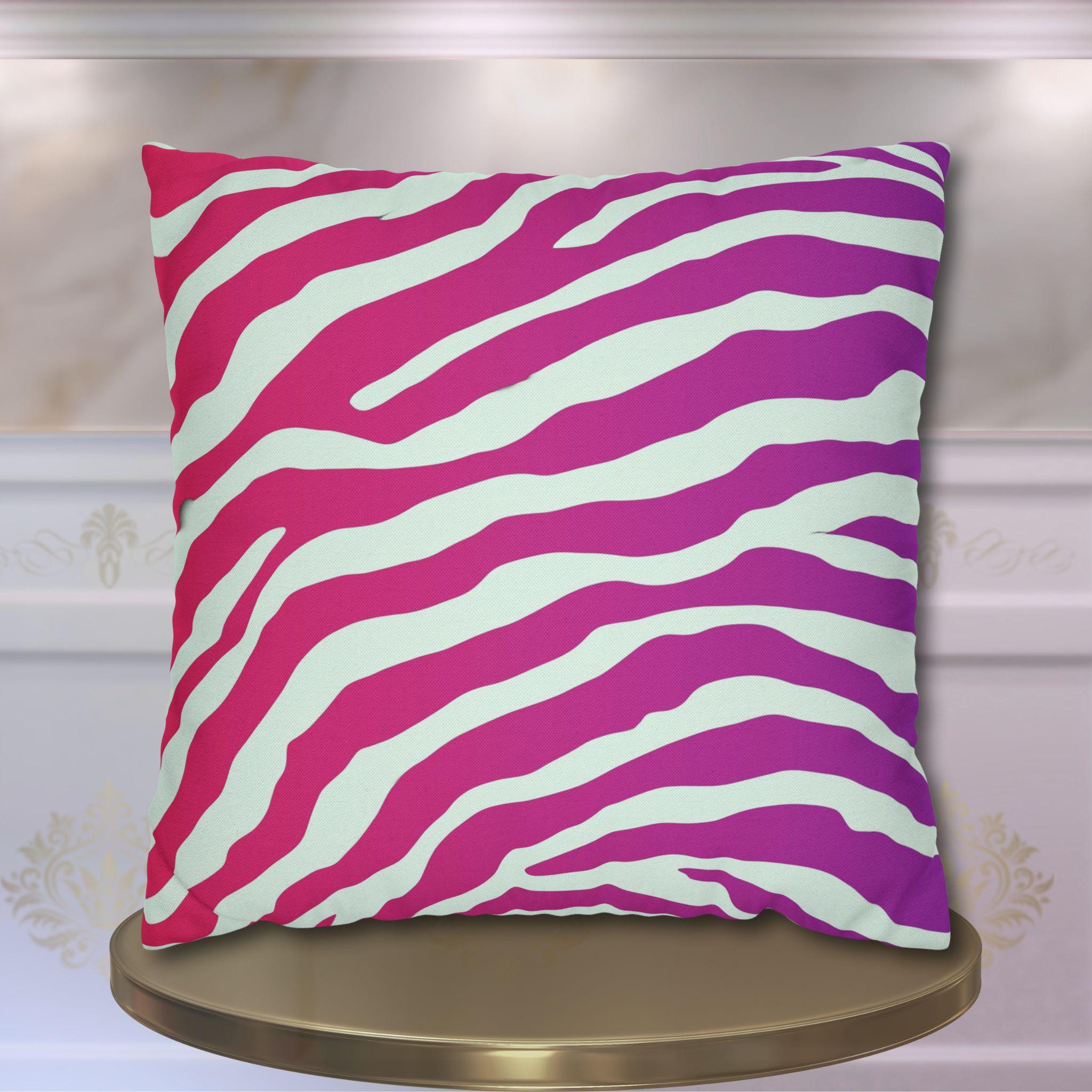 Magenta Zebra Stripe Pillow Cover: Bold Pop Art Accent for Vibrant Safari-Inspired Decor