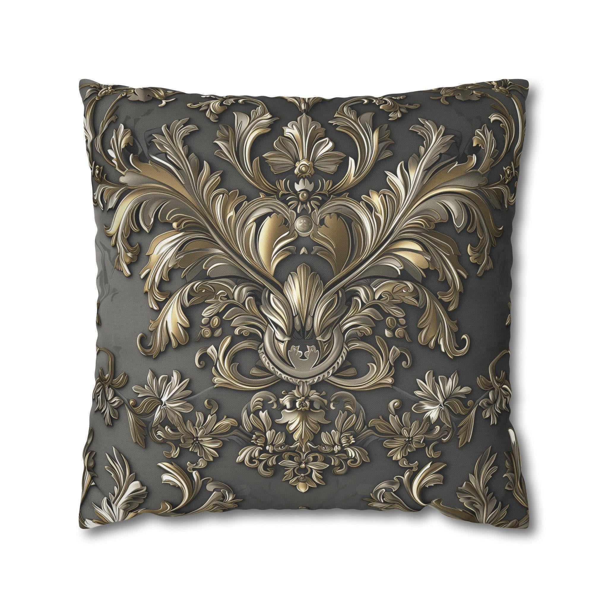 Baroque Pillow Cover: Metallic Gold Acanthus Floral Design