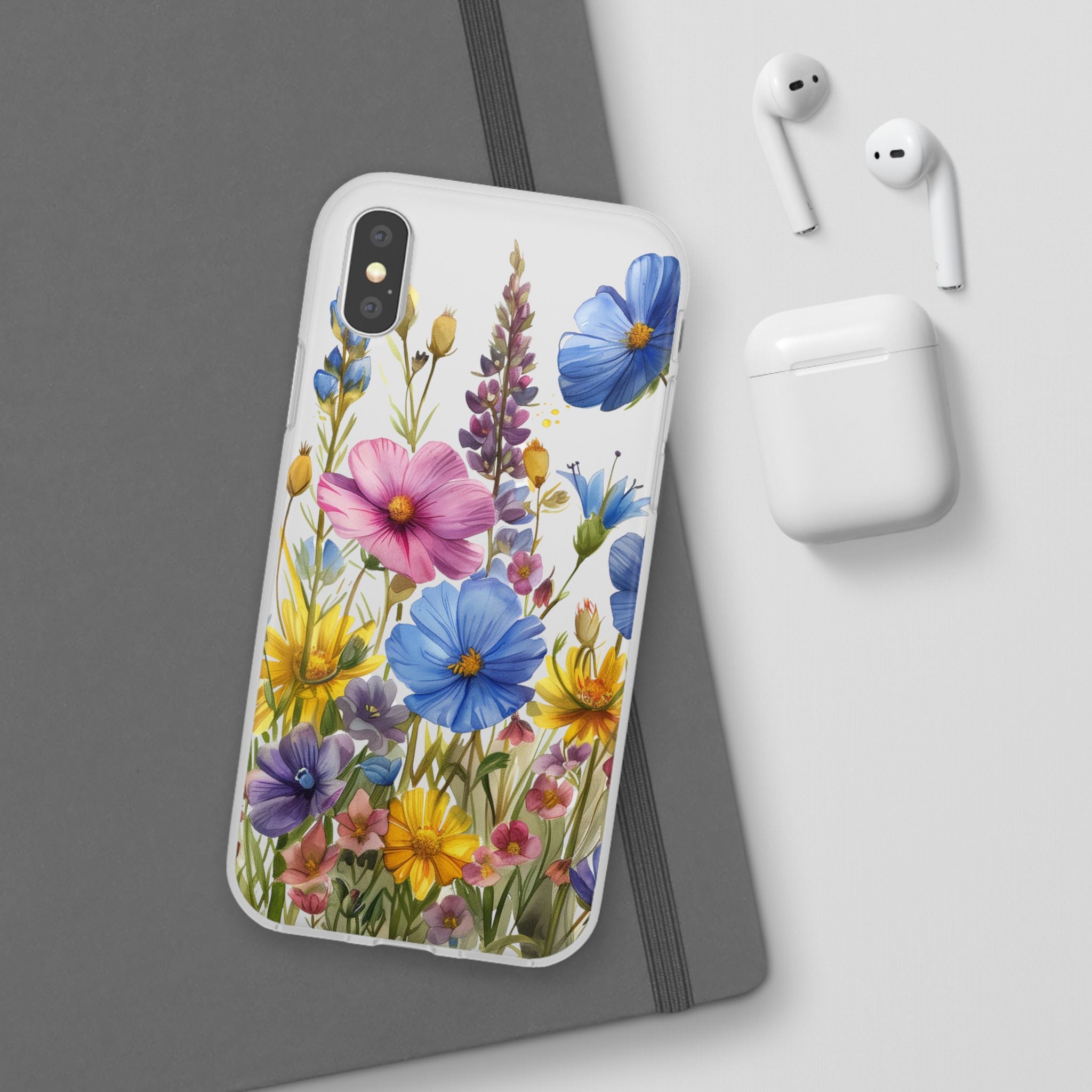 Floral Phone Case: Slim Matte TPU Cover, Wildflower Garden