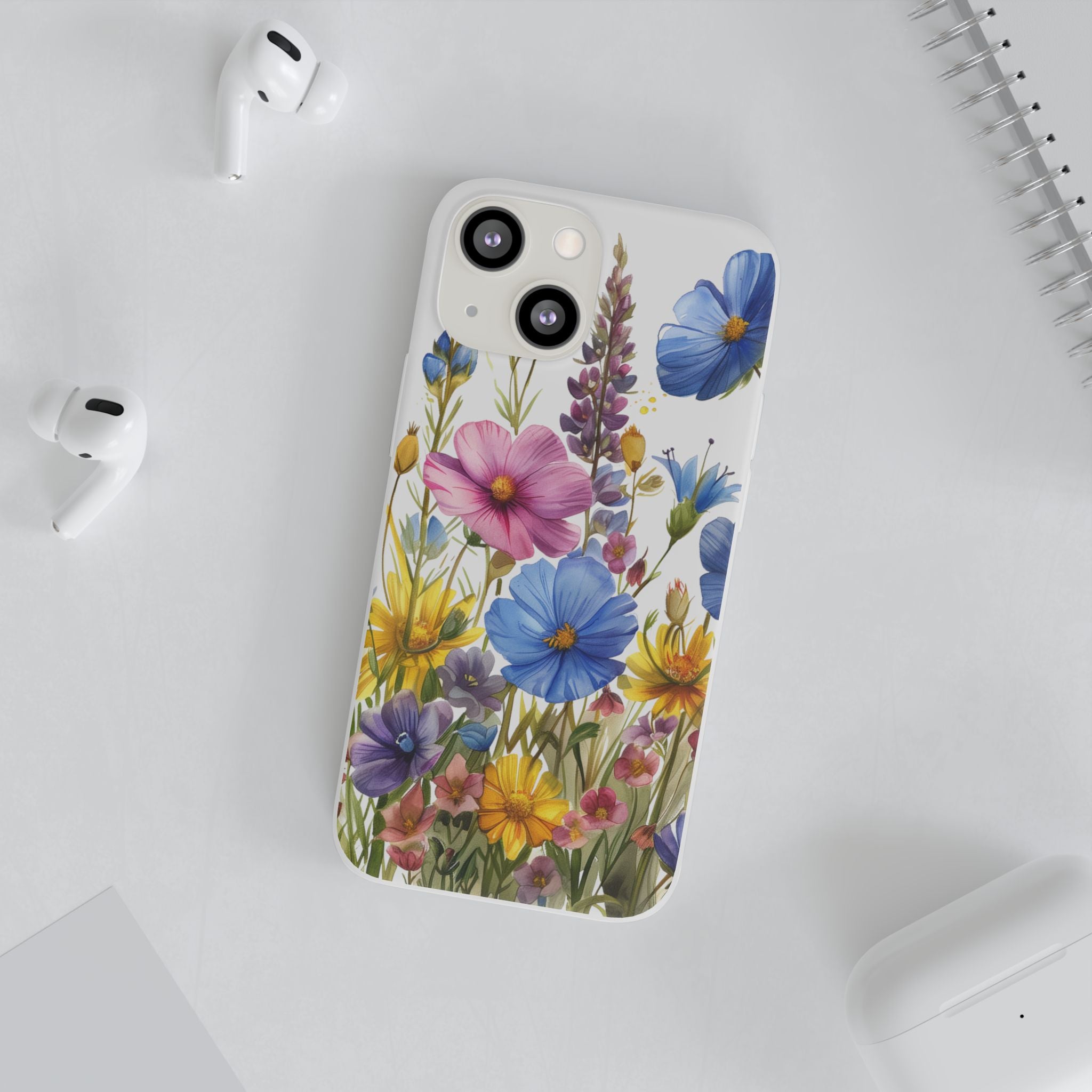 Floral Phone Case: Slim Matte TPU Cover, Wildflower Garden