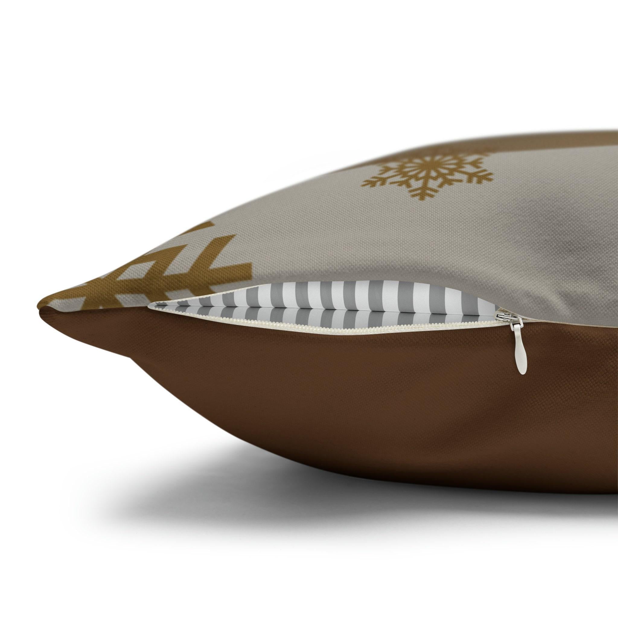 Boho Christmas Gnome Pillow Cover: Festive Gold Design on Cream Background for Holiday Decor