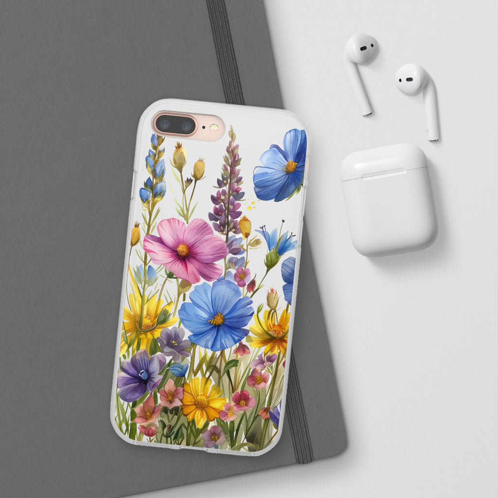 Floral Phone Case: Slim Matte TPU Cover, Wildflower Garden