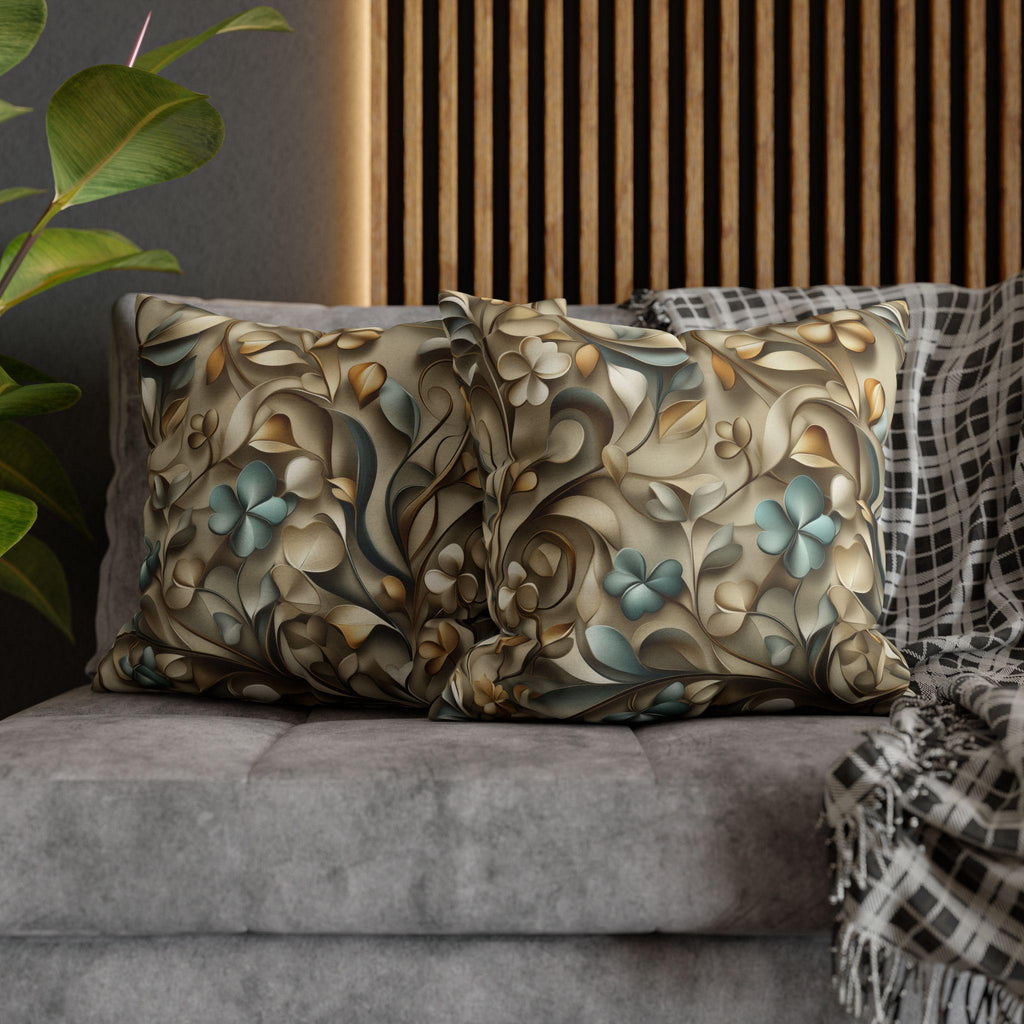 Elegant St. Patrick's Day Shamrock Pillow Cover: William Morris Inspired Botanical Square Cushion Cover