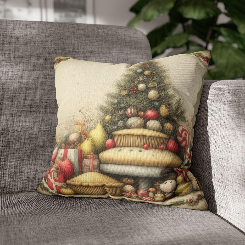 Vintage Style Christmas Dessert Table Pillow Cover: Holiday Pies & Sweets