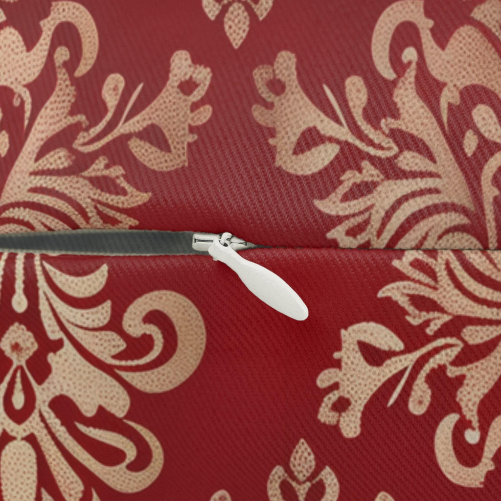 Elegant Gold Damask Lumbar Pillow | Red Decorative Cushion for Luxurious Home Decor
