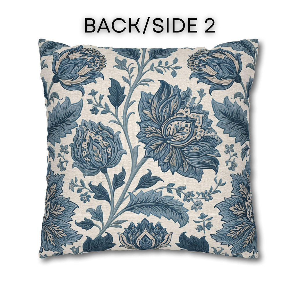 Blue Country Farmhouse Pillow Cover: William Morris Inspired Toile Floral Accent