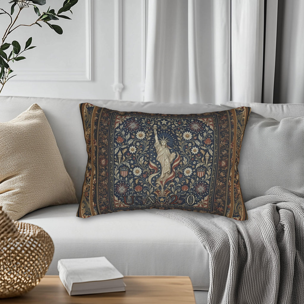 Patriotic Lumbar Pillow: Americana Statue of Liberty America 250 Decor