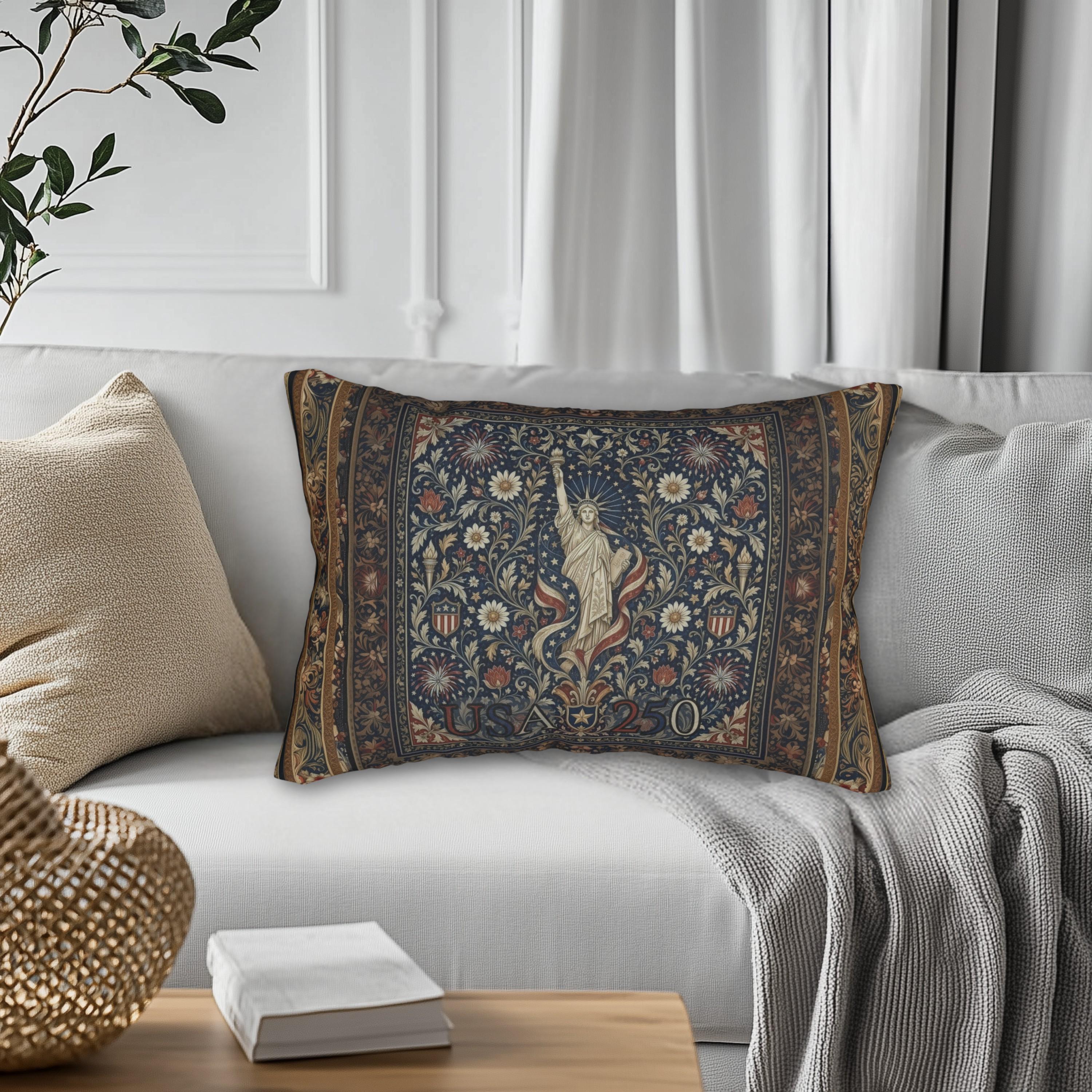 Patriotic Lumbar Pillow: Americana Statue of Liberty America 250 Decor