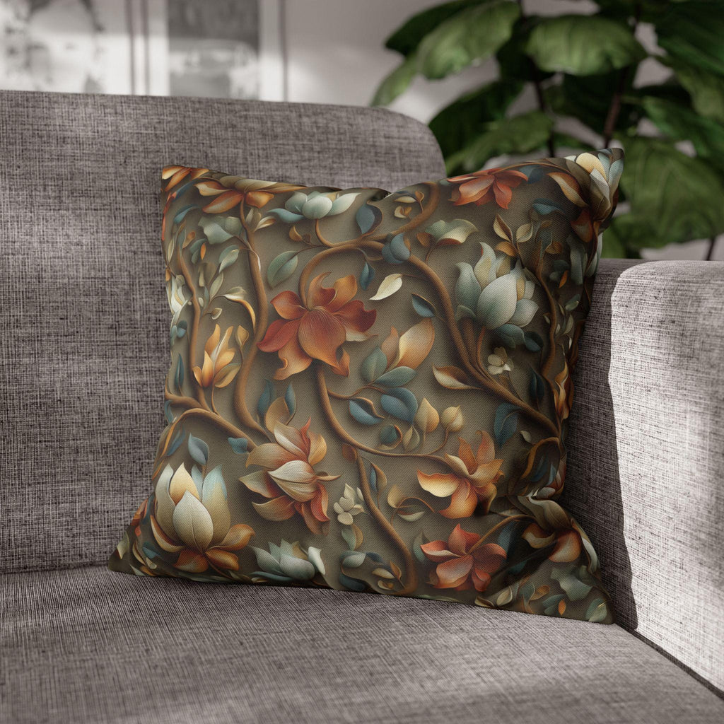 Vintage-Inspired Autumn Floral Pillow Cover: William Morris Style Tapestry Home Accent