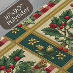 Gingham & Holly Christmas Table Runner: Classic Vintage Holiday Style with Stripes