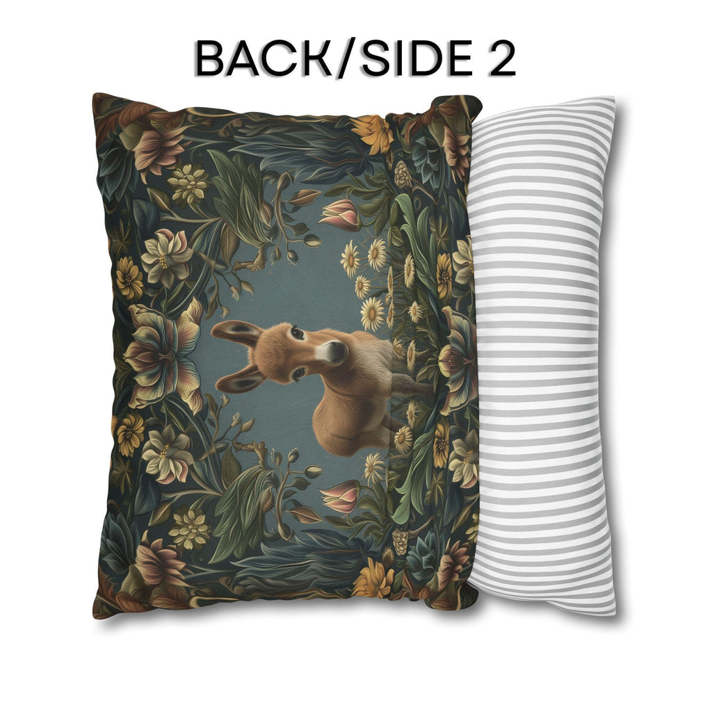 Donkey Pillow Cover:  William Morris Inspired Botanical Daisies Meadow