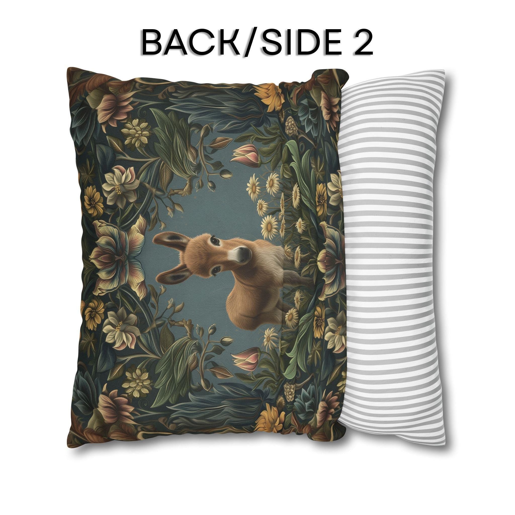Donkey Pillow Cover:  William Morris Inspired Botanical Daisies Meadow