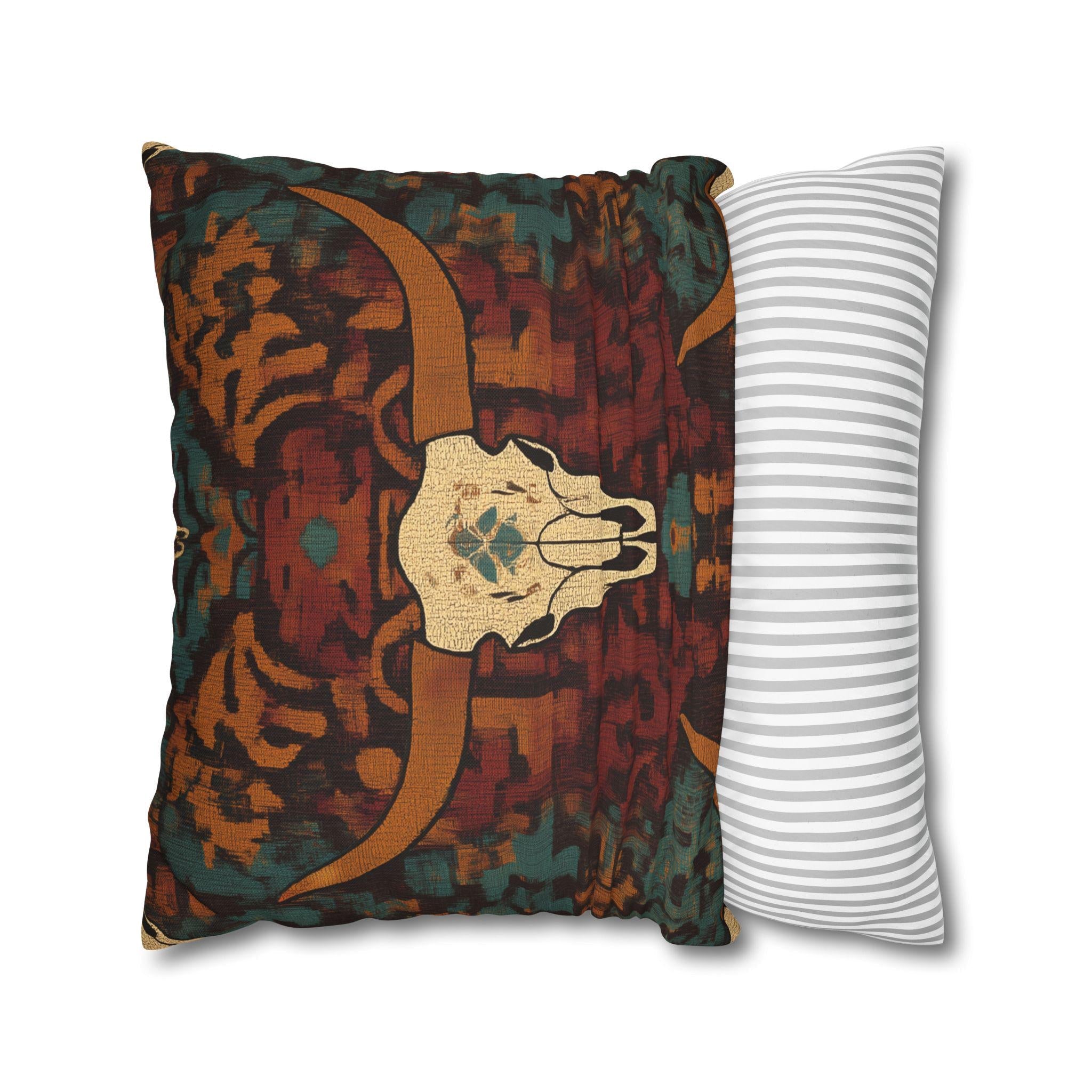 Longhorn Skull Pillow Cover: Southwestern Rustic Ranch Decor