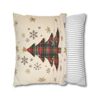 Tartan Christmas Tree Pillow Cover: Rustic Plaid Holiday Cushion Case