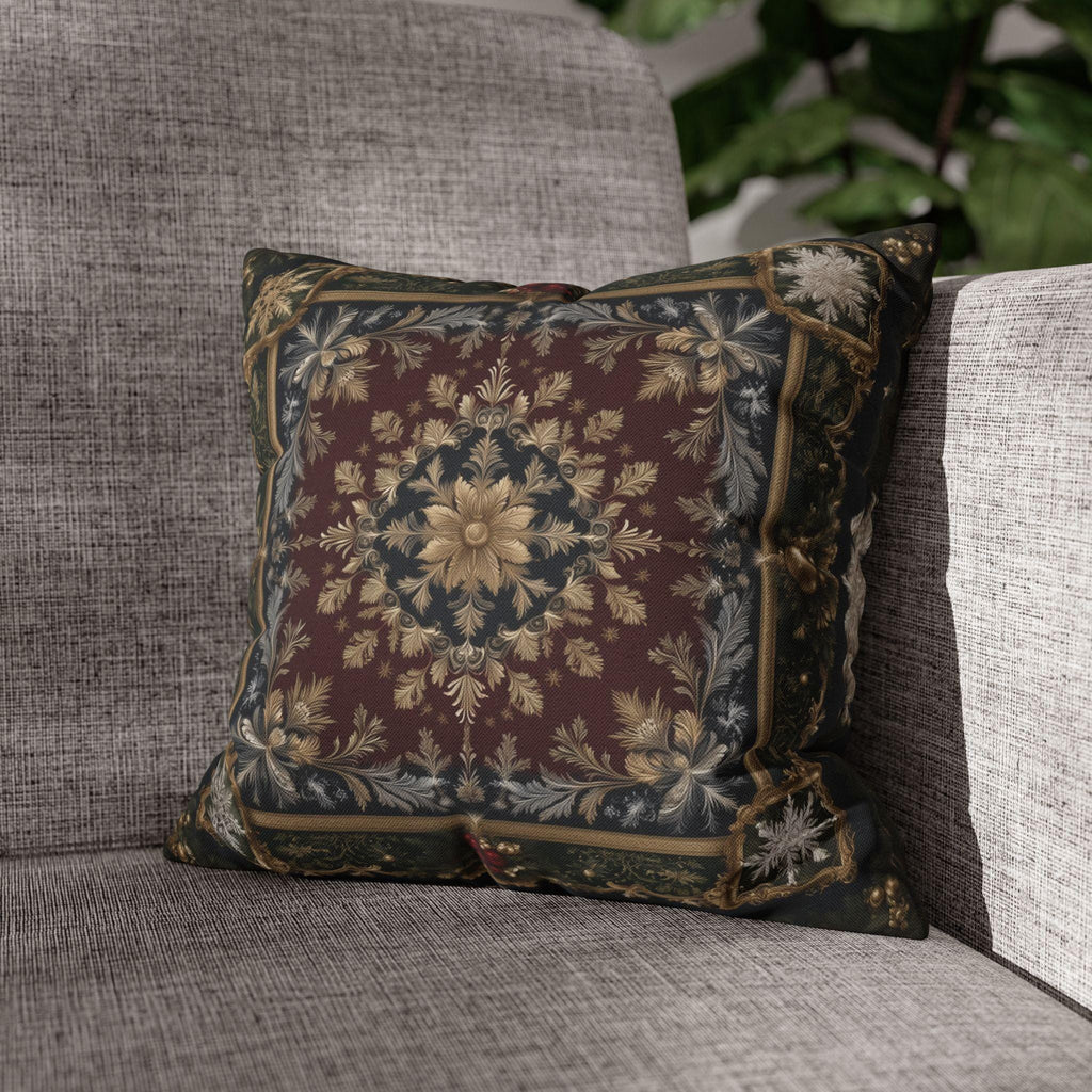 Baroque Christmas Pillow Cover: Burgundy Gold Navy Ornate Winter Damask, Traditional Holiday Decor