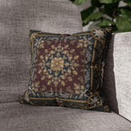 Baroque Christmas Pillow Cover: Burgundy Gold Navy Ornate Winter Damask, Traditional Holiday Decor