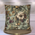 William Morris Inspired Autumn Garden Pillow Cover: Seafoam, Taupe, Merlot Floral Elegance
