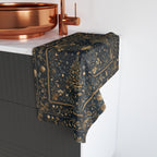 William Morris Inspired Christmas Tree Hand Towel: Gold & Navy Holiday Hand Towel