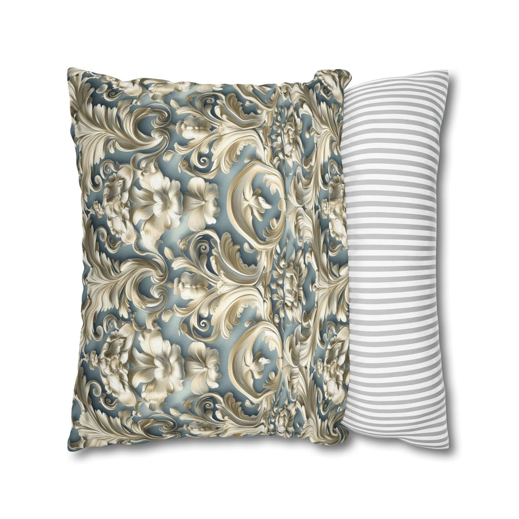 Rococo Floral Scrollwork Pillow Cover, Luxury Cream Ivory Design