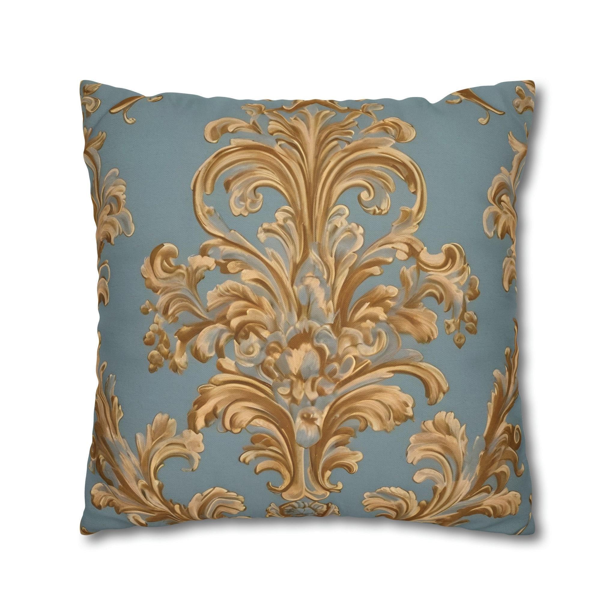 Rococo Accent Pillow Cover: Ornate Gold Leaves (14x14 to 20x20 inches)