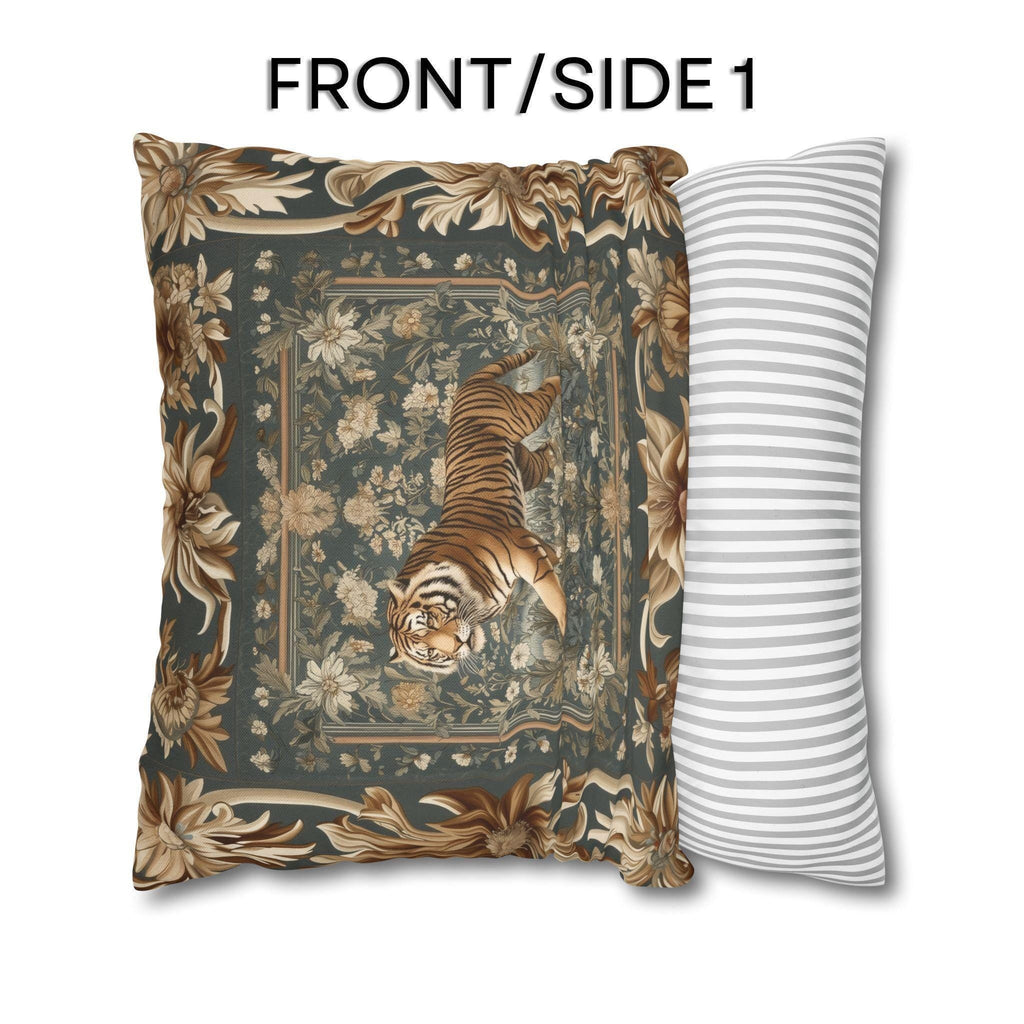 Tibetan Tiger Botanical Tapestry Pillow Cover: William Morris Inspired Garden Art