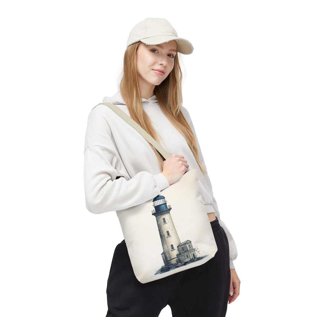Coastal Lighthouse Tote: Durable Canvas Beach Bag in Blue - Nautical Carryall (S/M/L Available)