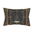 William Morris Christmas Tree Lumbar Pillow: Starry Night Holiday Decor Elegant Gold Botanical Style