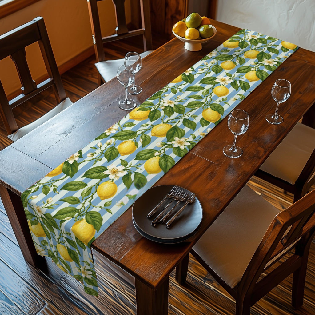 Lemon Table Runner Collection: 7 Citrus and Stripe Variations