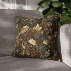 Fall Leaves Pattern Pillow Cover: Vintage Botanical Accent Cushion in Rust, Blue, and Cream