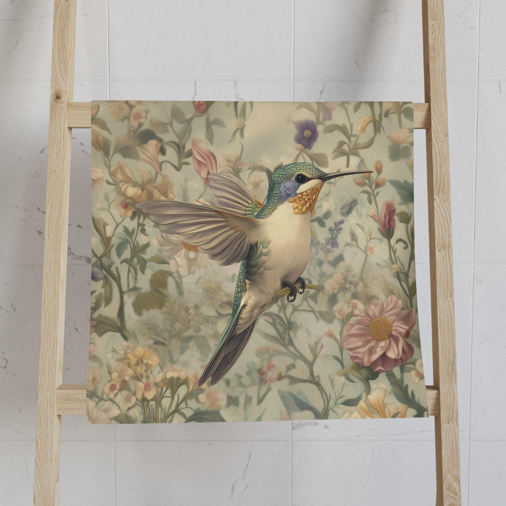 Elegant Hummingbird Hand Towel: Eco-Friendly Bathroom Decor, Nature Lover Gift, Spring Accent