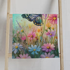 Colorful Butterfly Garden Hand Towel: Floral Design with 3 Background Options
