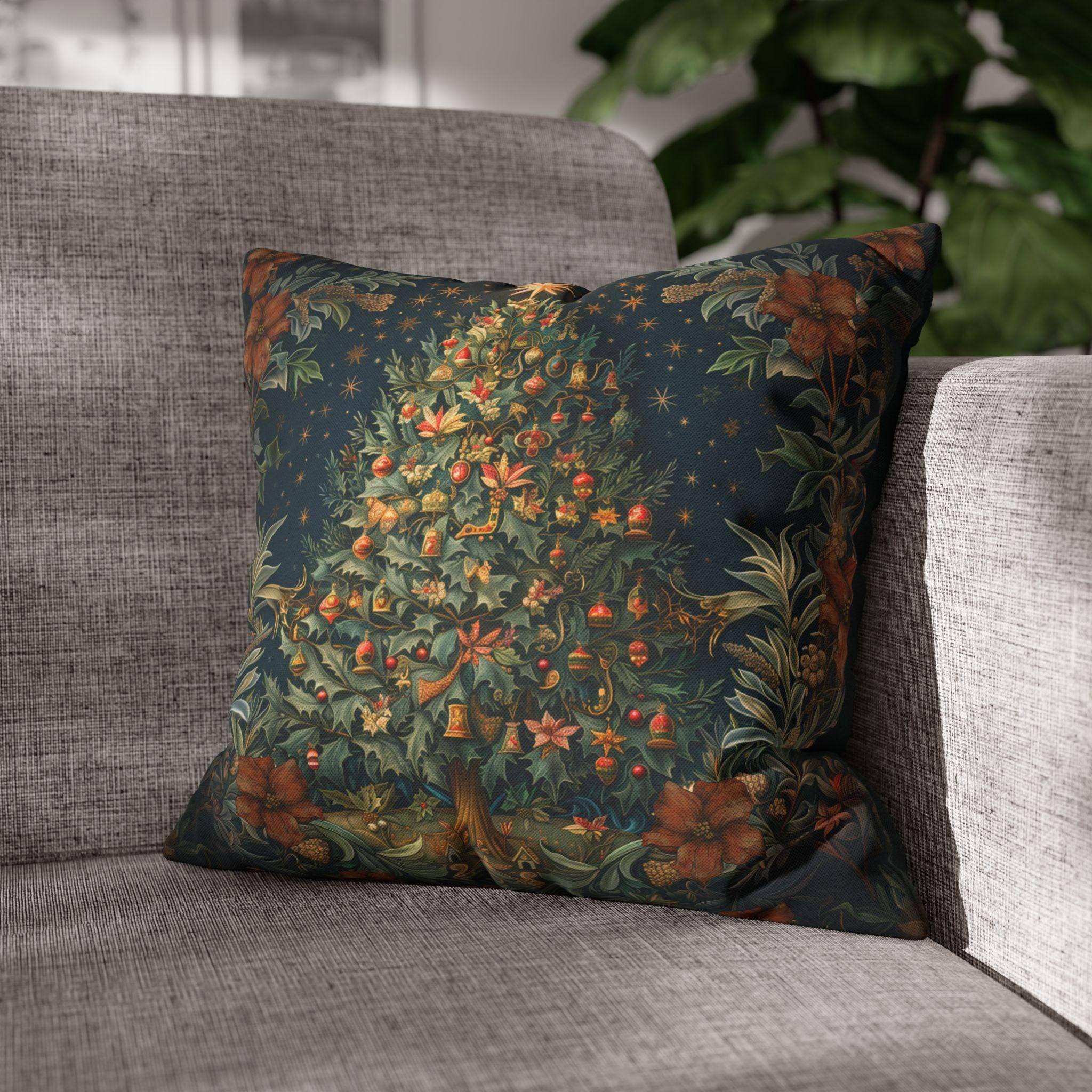 William Morris Christmas Tree Pillow Cover: Elegant Holiday Decor