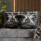 Halloween Toile Pillow Cover: Black and Cream Quietly Spooky Decor