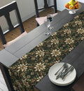 Holiday Poinsettia Table Runner,  Christmas Dining Decor in Red, Green, Gold & Creamy Beige