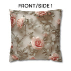 Pink Rose Throw Pillow Cover - Botanical Blush Design