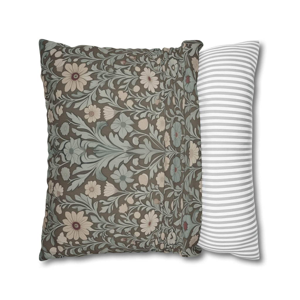 William Morris Inspired Botanical Pillow Cover: Soft Sage, Taupe, Blush Floral Print Accent Case