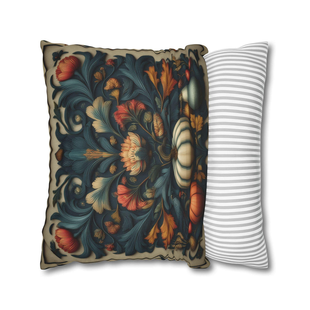 William Morris Autumn Pillow Cover: Cream, Scarlet & Teal Floral Print