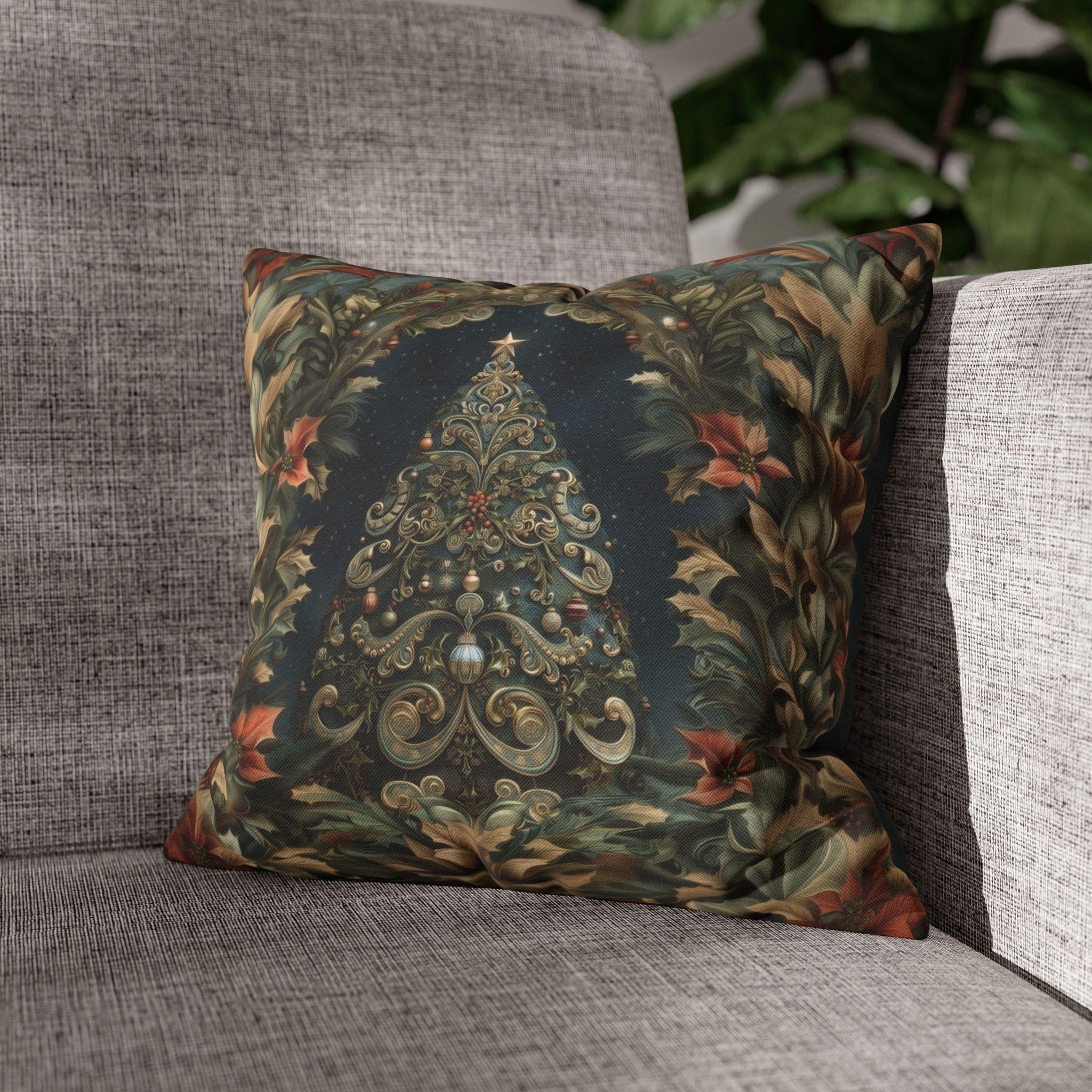 William Morris Christmas Tree Pillow Cover: Botanical Holiday Decor