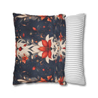 Fleur de Lis Poinsettia Pillow Cover, Holiday Floral on Navy