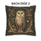William Morris Style Pillow Cover: Woodland Owl in Moss Green & Antique Gold