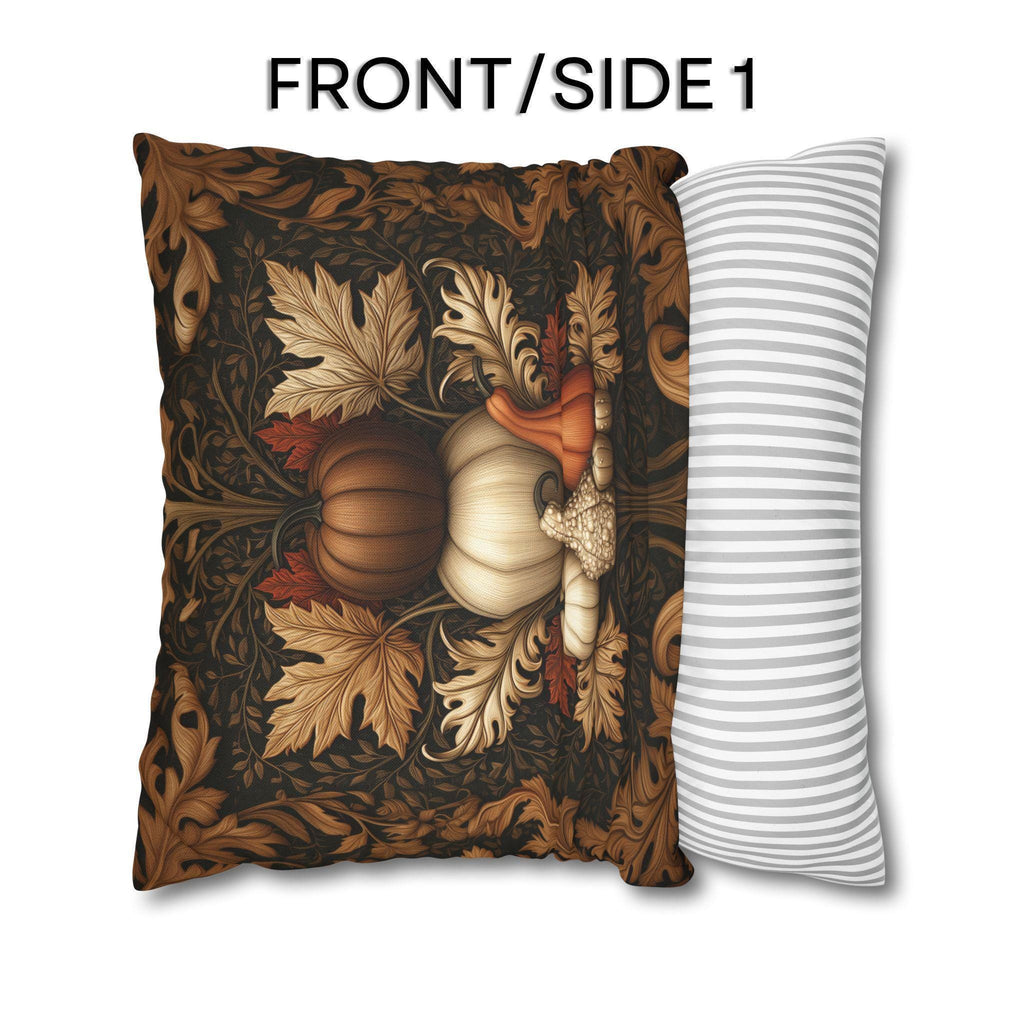 William Morris Inspired Fall Pillow Cover:  Copper, Burnt Orange, Caramel on Dark Brown