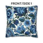Blue and White Botanical Pillow Cover: Stylized Floral Vine Design