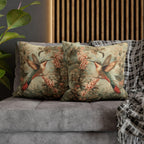William Morris Botanical Pillow Cover: Sage Blush Teal Hummingbird Arts & Crafts Accent