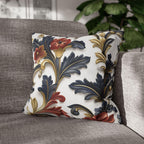 Luxurious Baroque-Inspired Floral Pillow Cover: Navy, Gold, Red on White Background