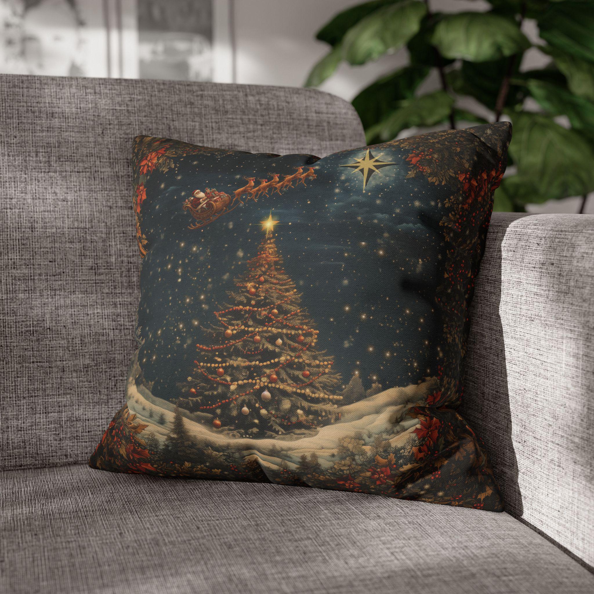 Santa's Sleigh Christmas Pillowcase: Festive Holiday Decor Winter Home Accent